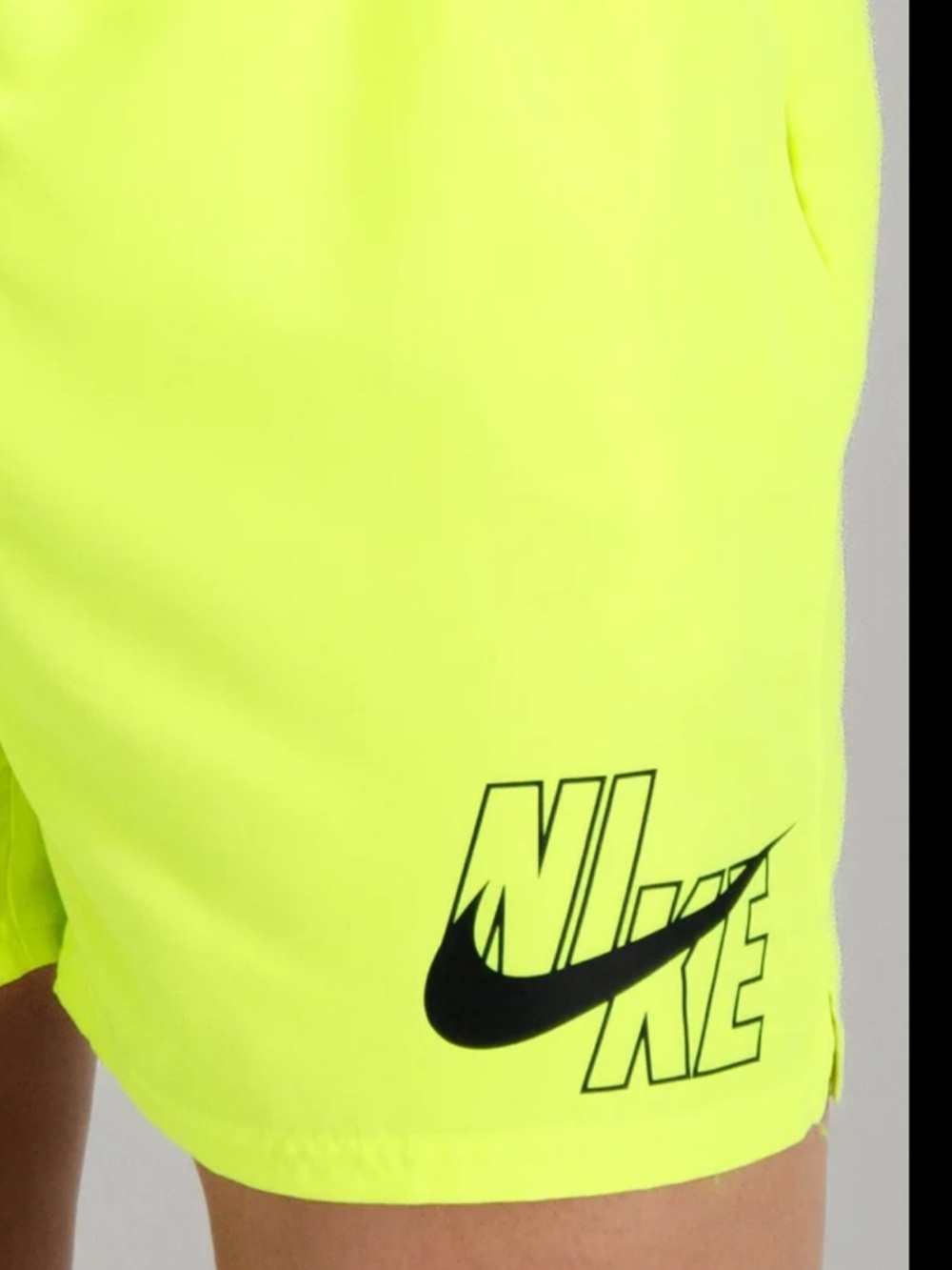 Nike High-Vis Yellow Athletic Volley Shorts with Black Logo